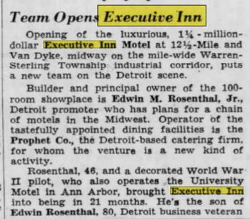 Executive Inn Motel - June 1960 Operning Announcement (newer photo)